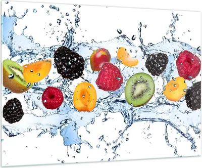 Produktbild von Bilder auf glas - Wasser Früchte frisch Essen - 100x70cm - Glasbilder - Wandbilder - Kunstdruck - zum Aufhängen bereit - Wanddekoration aus Glas - Glas Bilder - Wandbild auf Glas - GAA100x70-2675