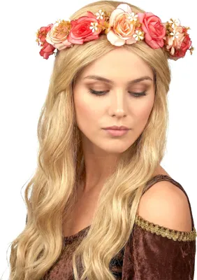 Obrázok produktu pre Kvetinová koruna hippie kostým doplnok ružovo-ružová - jedna veľkosť