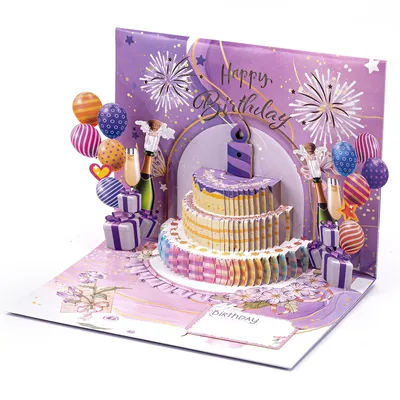 Produktbild von Geburtstagskarte mit Licht & Musik – Sound Grußkarte mit Kuchenmotiv für Kinder und Erwachsene 15*20cm