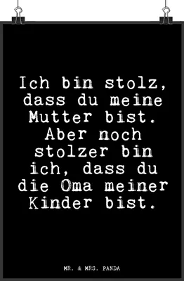 Produktbild von Mr. & Mrs. Panda Bild Ich bin stolz, dass... DIN A4 - Schwarz - Geschenk, Deko, Oma Spruch, wanddeko, kunstdruck poster, stolz, Plakat, Großmutter, Wandbild, Sprüche