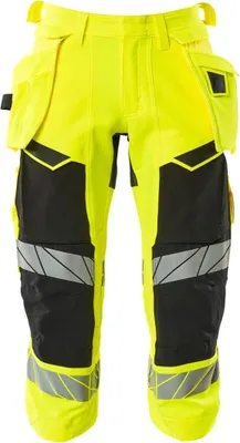Produktbild von MASCOT 19049-711-1709-C68, Hosen, Unisex, Schwarz, Gelb, C68, 1330 mm, Elasthan, Polyester