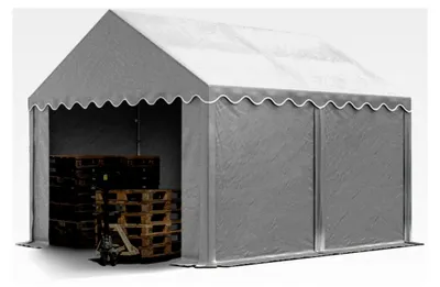 Produktbild von Stabiles Lagerzelt 3x4 m PVC 800 N grau wasserdicht mit Bodenrahmen