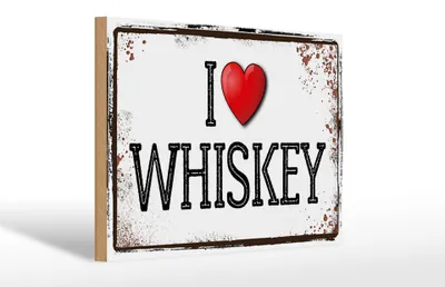 Produktbild von Holzschild  I Love Whiskey, 30x20 cm, Holzschilder Spruch Alkohol Spirituose
