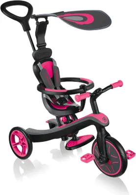Produktbild von GLOBBER EXPLORER TRIKE 4in1 – Kinderwagen, Dreirad und Laufrad, 10/8,5 Zoll, TPR-Sitz, höhenverstellbar, fuchsia pink