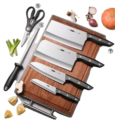 Obrázek produktu pro Sada kuchyňských nožů, profesionální kvalita, ergonomický design, černá barva