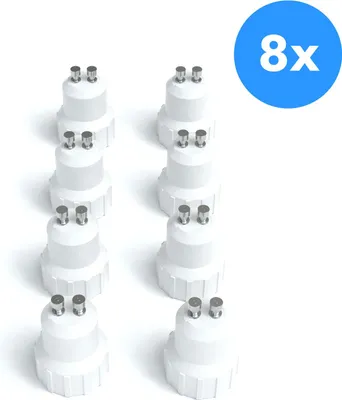 Produktbild von EAZY CASE 8x Lampensockel Adapter (GU10->E14) - Konverter GU10 Fassung auf E14 Lampenadapter, für LED-/Halogen- und Energiesparlampen Sockeladapter, Weiß