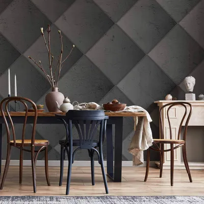 Produktbild von Vlies Fototapete - Grey symmetry - geometric pattern in concrete pattern with light joints 200x140 cm Muster f-A-10033-a-b