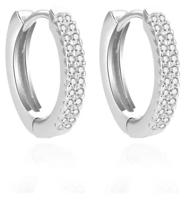 Produktbild von Round silver earrings with zircons AGUC2083