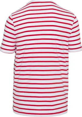 Produktbild von Kariban Herren T-Shirt Basic Brusttasche Kurzarm Shirt Rundhals, Größe:M, Farbe:Striped White/Red