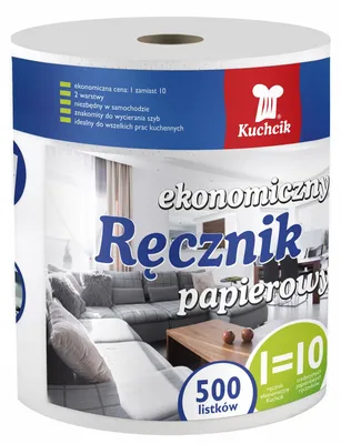 Obrázek produktu pro Papírový ručník bílý celulózový 500 listů kusů Kuchcik