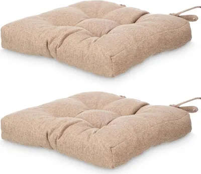 Obrázek produktu pro Sedáky na židle s prošíváním a šňůrkami, 40 × 40 cm, hnědá barva