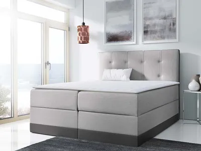 Obrázek produktu pro Boxspringová manželská postel 200x200 SANDIA - šedá + topper