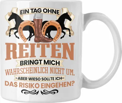 Produktbild von Trendation - Reiten Pferde Tasse Geschenk für Reiterin Reitlehrerin Lustiger Spruch Geschenkidee Mädchen Frauen (Weiß)