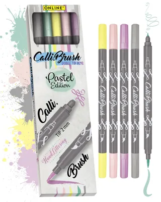 Produktbild von ONLINE Schreibgeräte Calli, 5 Stück(e), Grau, Hellgrün, Pink, Violett, Gelb, Pinselspitze, Grau, Kunststoff, 2 mm