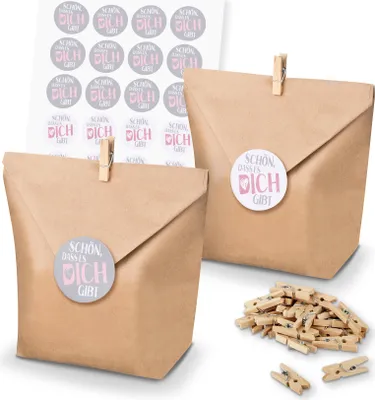 Produktbild von itenga SET Geschenktüten Schön dass es dich gibt (109) 24xTüten+Klammern+Sticker
