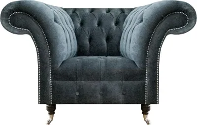 Zdjęcie produktu dla Designerski fotel tapicerowany Chesterfield w kolorze szarym fotel