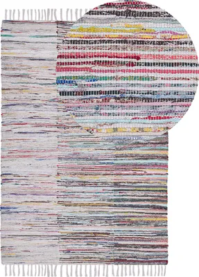 Zdjęcie produktu dla BELIANI Dywan beżowy 140 x 200 cm bawełniany ręcznie tkany krótkowłosy salon sypialnia
