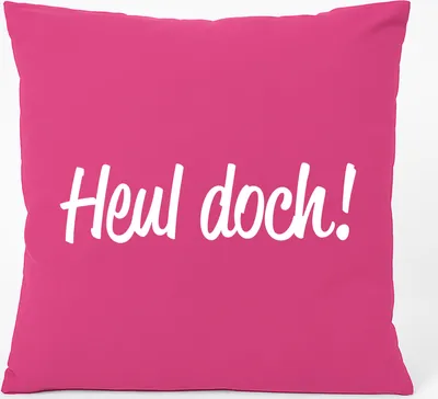 Produktbild von Huuraa Kissen Heul doch Schriftzug 40x40cm mit Füllung Fuchsia Baumwolle Dekokissen Geschenkidee