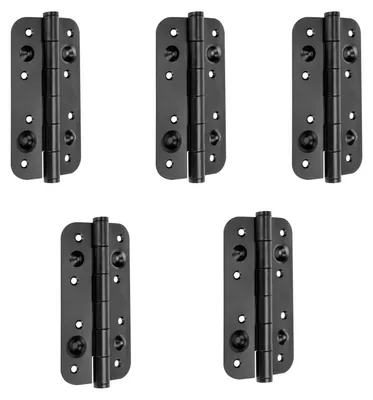 Produktbild von Emuca Satz von 5 Sicherheitstürbänder, 150x80mm, hebelgesicherte Scharniere mit abgerundeten Kanten, ohne Zierleiste, Stahl, Schwarz