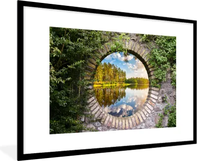 Produktbild von MuchoWow® Gerahmtes Poster Bäume - Wasser - Aussicht 90x60 cm - Poster mit Schwarzem Bilderrahmen Wandposter Rahmen Foto Bilder - Wanddekoration - Fotos