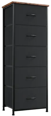 Productafbeelding van Houten commode met 5 lades, rustieke bruine kleur, afmetingen 30x42x114,5 cm