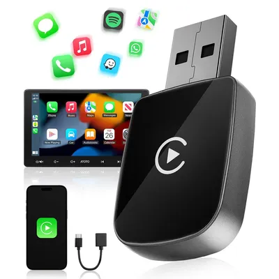 Produktbild von Kabelloser Mini-Adapter für Android Auto & CarPlay – verwandelt kabelgebundenes CarPlay in kabelloses, kompatibel mit iOS 12+ & Android 11+