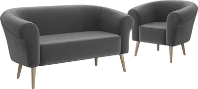 Produktbild von MEBLINI Mini Sofa Set 2-1 für Wohnzimmer - Mini Lounge für drei Personen - Küchensofa - Sofa Klein - Sitzgarnitur - Polstergarnitur - Sofagarnituren - EMILIA - 2+1 - Dunkelgrau Samt