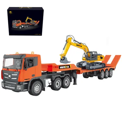 Produktbild von RC-Truck RC LKW und RC Bagger Spielzeug, 2.4Ghz Ferngesteuerter Pritschenwagen