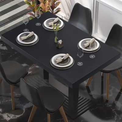 Produktbild von BRASIL | Melamin Bistro Tischplatte | 120 x 70 x 2,5 cm | Rechteckig | Schwarz | Gastro Tischplatte
