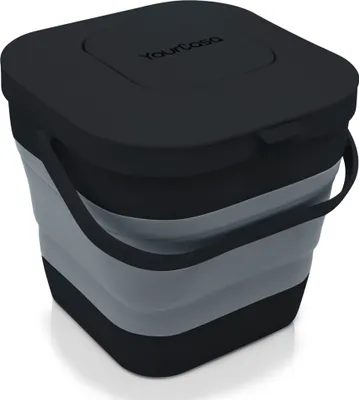 Produktbild von YourCasa® Biomülleimer Küche für Biomüll - Komposteimer Küche - FALTBAR Campingmülleimer - 4L Fassungsvermögen Schwarz