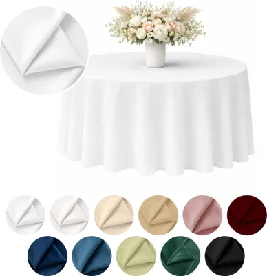 Produktbild von Runde matte Velours-Tischdecke in Schneeweiß Ø 320 cm – Elegant und formstabil