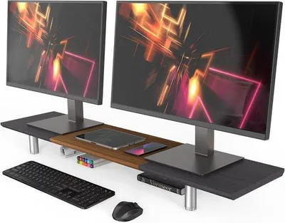 Obrázek produktu pro Vysoký nastavitelný stojan na dva monitory – univerzální stojan na počítač pro PC/notebook/televizi