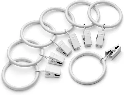 Obrázek produktu pro Sada 7 kusů záclonových spon, bílé, vnitřní průměr 38 mm, pro záclony o průměru až 1,5 palce