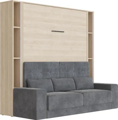 Produktbild von Schrankbett Set mit Sofa M1 180x200 + 2 Standregale inkl.LED  Kaiserberg Eiche