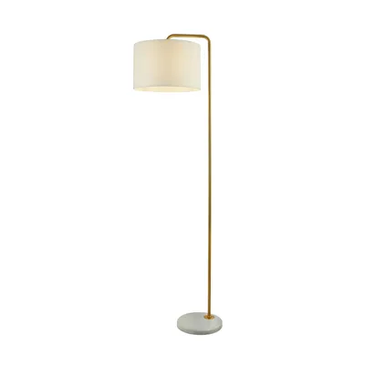 Image de Lampadaire, or, abat-jour textile blanc, H 155 cm, HANGMAN