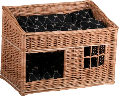 Produktbild von Rechteckige Katzenhütte in Naturfarbe Katzenkorb aus Weide 56X36 H32/42 CM
