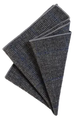 Produktbild von DonDon Herren Einstecktuch Taschentuch 23 x 23 cm Baumwolle Tweed Look blau-schwarz-grau kariert