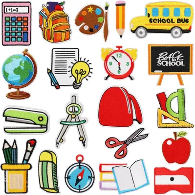 Produktbild von Bügelbilder, 20 Stück, Schulmotive, für Kleidung, DIY