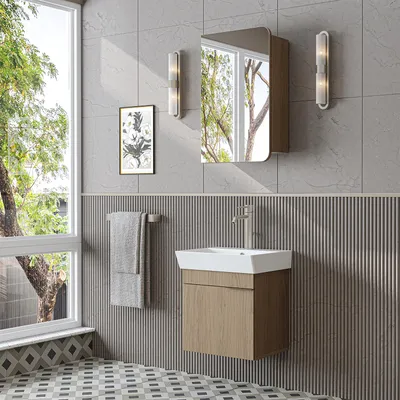 Immagine prodotto di Roomart LYCIA-50 Set di mobili da bagno a 3 elementi, larghezza 50 cm, rovere (chiaro)