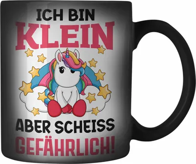 Produktbild von Trendation - Klein Aber Sch Gefährlich Lustige Einhorn Farbwechsel Zauber-Tasse mit Spruch Geschenkidee Einhornfans (Schwarz)