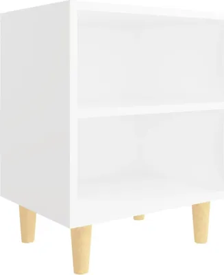 Produktbild von Nachttisch mit Massivholz-Beinen Weiß 40x30x50 cm