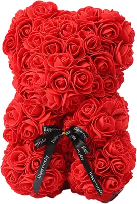 Produktbild von 25 cm romantische falsche Rosenblumenschaumbär Doll Valentinstag Geburtstag Weihnachtsgeschenk-Rot