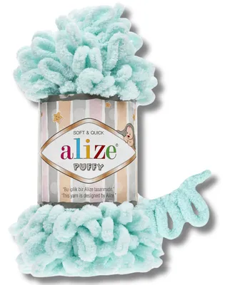 Produktbild von Alize 1x 100g Puffy Wolle, Uni, Häkeln, Stricken (Seafoam - 15)