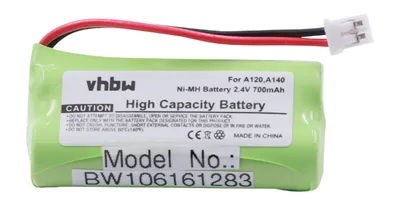 Produktbild von vhbw NiMH Akku 700mAh (2.4V) kompatibel mit schnurlos Festnetz Telefon Siemens Gigaset AL14H, AS14, AS140 Ersatz für V30145-K1310-X359, V30145-K1310-X383.