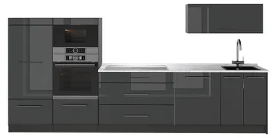 Obrázek produktu pro Kuchyňský kout Vicco Fame-Line Antracitový vysoký lesk/Antracit 340 cm, PD Mramor, Model 64478