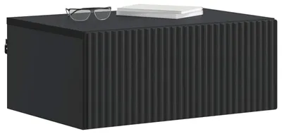 Image de Cabinet de chevet mural avec tiroir Noir 49 x 34,5 x 20 cm