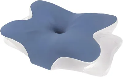 Produktbild von Ergonomisches Nackenkissen Memory Foam – Reisekissen Blau – Orthopädisches Nackenstützkissen für Rücken- & Seitenschläfer
