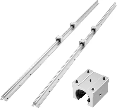 Obrázek produktu pro Lineární vedení VEVOR SBR20, balení po 2 ks, lineární kolejnice 2000 mm a 4 ks kluzné bloky, plně ložiskovaná hřídel, vodicí kolejnice pro řezací, brusné, frézovací a vrtací stroje