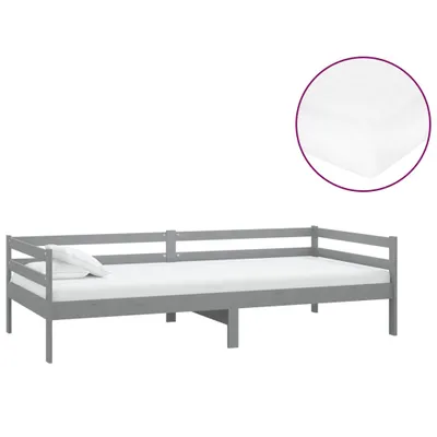 Zdjęcie produktu dla Łóżko Drewniane 90x200 Szare z Materacem Jednoosobowe do Sypialni