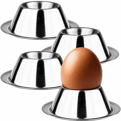Produktbild von Eierbecher Edelstahl Eier Becher Metall Frühstück Eierhalter Eierständer 4 Set